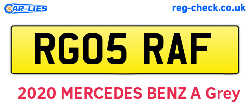 RG05RAF are the vehicle registration plates.