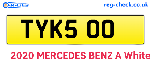 TYK500 are the vehicle registration plates.