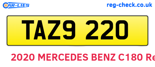 TAZ9220 are the vehicle registration plates.