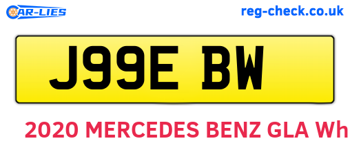 J99EBW are the vehicle registration plates.