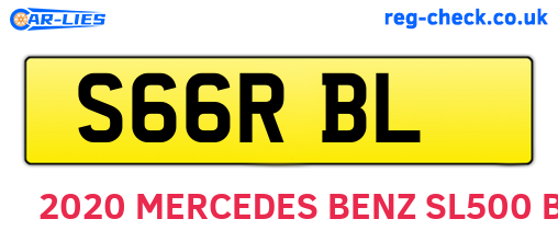 S66RBL are the vehicle registration plates.
