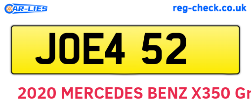 JOE452 are the vehicle registration plates.