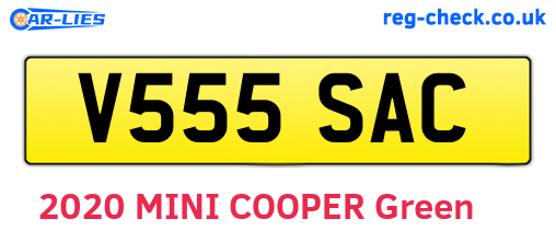 V555SAC are the vehicle registration plates.