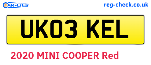 UK03KEL are the vehicle registration plates.