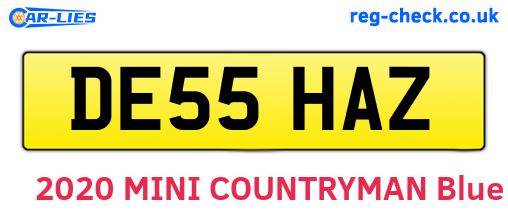DE55HAZ are the vehicle registration plates.