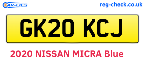 GK20KCJ are the vehicle registration plates.