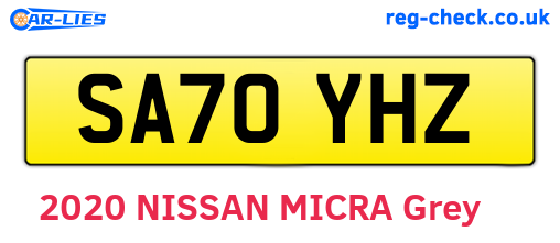 SA70YHZ are the vehicle registration plates.