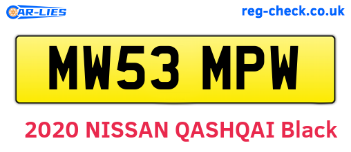 MW53MPW are the vehicle registration plates.