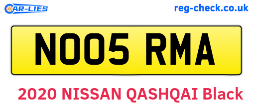 NO05RMA are the vehicle registration plates.