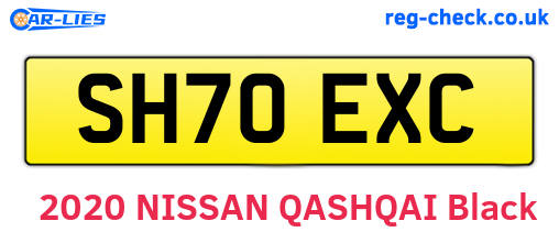 SH70EXC are the vehicle registration plates.
