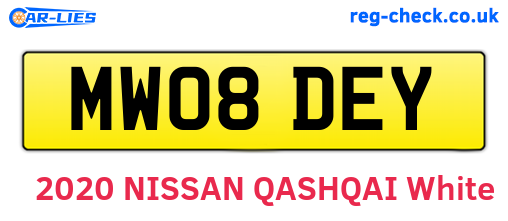MW08DEY are the vehicle registration plates.