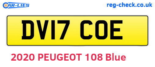 DV17COE are the vehicle registration plates.