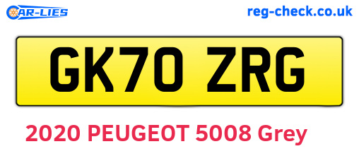 GK70ZRG are the vehicle registration plates.