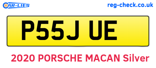 P55JUE are the vehicle registration plates.