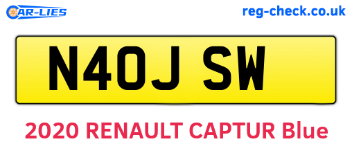 N40JSW are the vehicle registration plates.