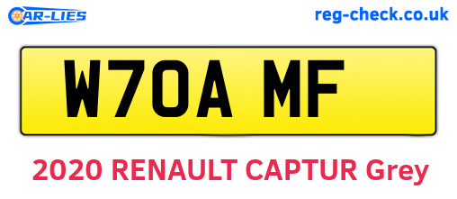 W70AMF are the vehicle registration plates.