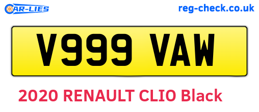 V999VAW are the vehicle registration plates.