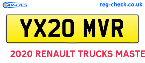 YX20MVR are the vehicle registration plates.