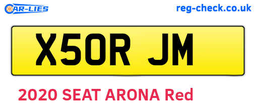 X50RJM are the vehicle registration plates.