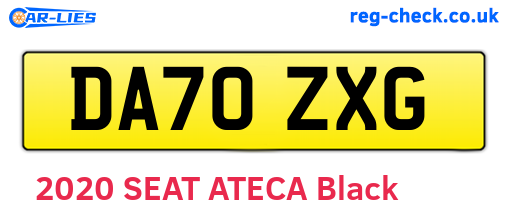 DA70ZXG are the vehicle registration plates.