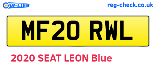 MF20RWL are the vehicle registration plates.