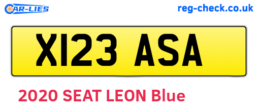 X123ASA are the vehicle registration plates.