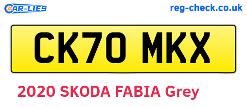 CK70MKX are the vehicle registration plates.