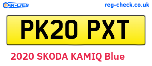 PK20PXT are the vehicle registration plates.