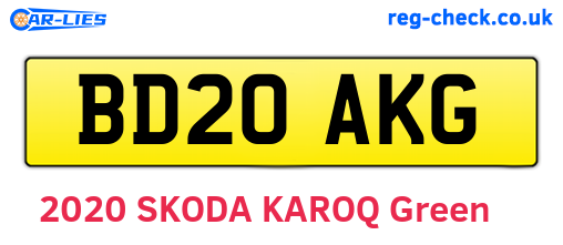 BD20AKG are the vehicle registration plates.