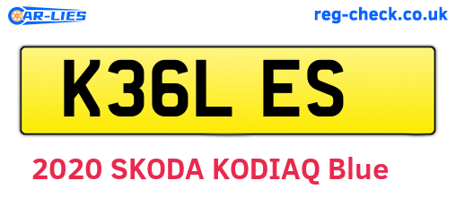 K36LES are the vehicle registration plates.