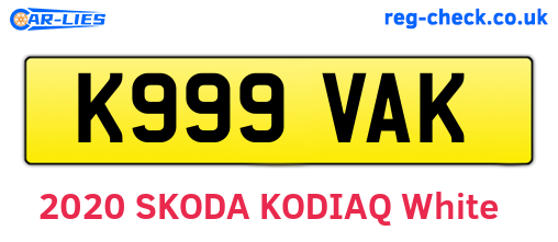 K999VAK are the vehicle registration plates.