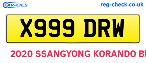 X999DRW are the vehicle registration plates.