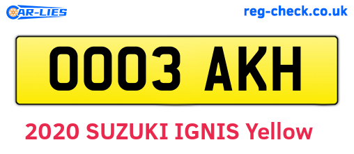OO03AKH are the vehicle registration plates.