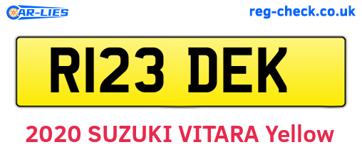 R123DEK are the vehicle registration plates.