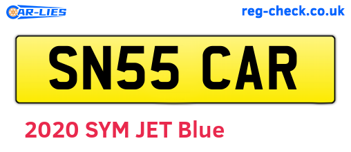 SN55CAR are the vehicle registration plates.