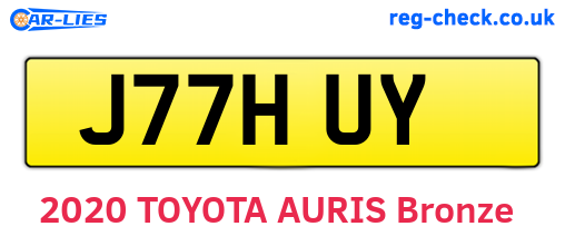 J77HUY are the vehicle registration plates.