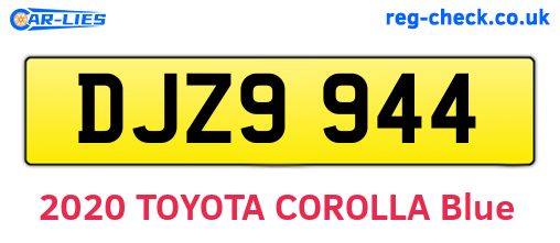 DJZ9944 are the vehicle registration plates.