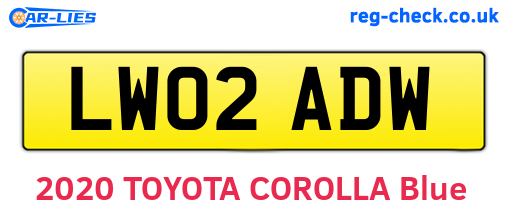 LW02ADW are the vehicle registration plates.