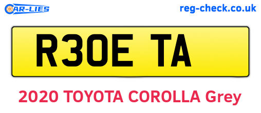 R30ETA are the vehicle registration plates.