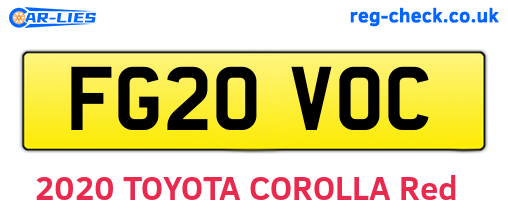 FG20VOC are the vehicle registration plates.