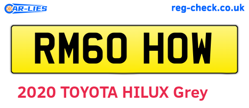 RM60HOW are the vehicle registration plates.