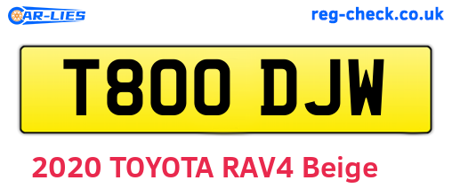 T800DJW are the vehicle registration plates.