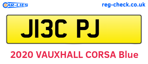 J13CPJ are the vehicle registration plates.