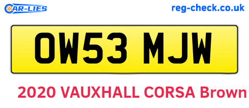 OW53MJW are the vehicle registration plates.
