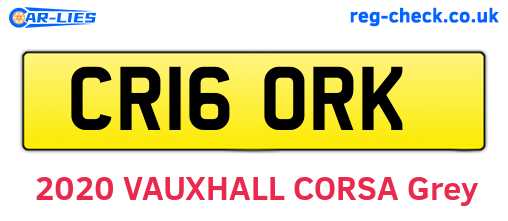 CR16ORK are the vehicle registration plates.