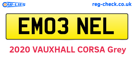 EM03NEL are the vehicle registration plates.