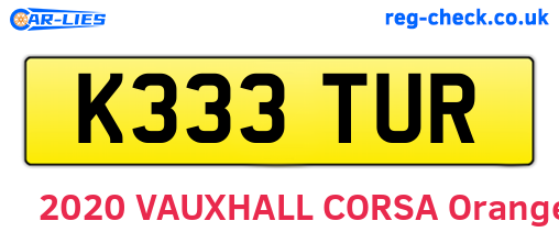 K333TUR are the vehicle registration plates.