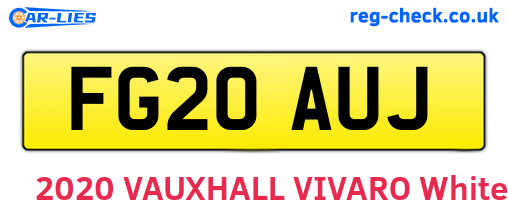 FG20AUJ are the vehicle registration plates.