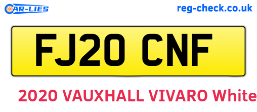 FJ20CNF are the vehicle registration plates.