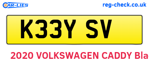 K33YSV are the vehicle registration plates.